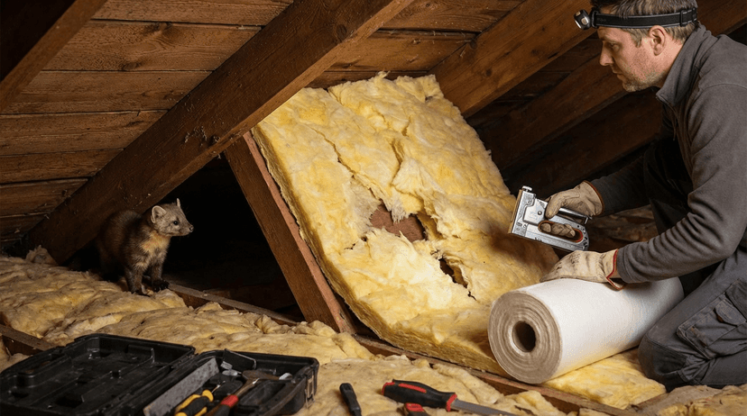 Jak naprawić izolację po kunach bez zrywania całego poddasza?